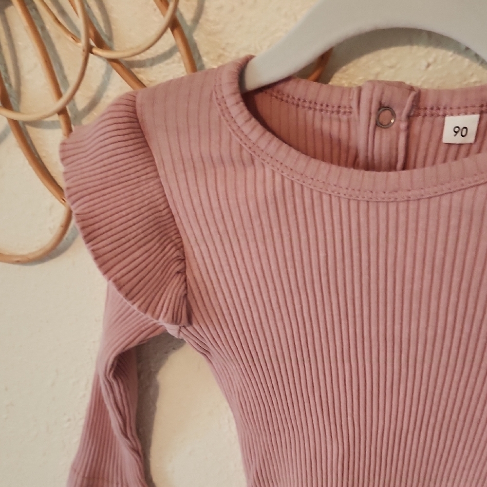 Pink Ribbed Kids One Piece - Picture 3 of 4